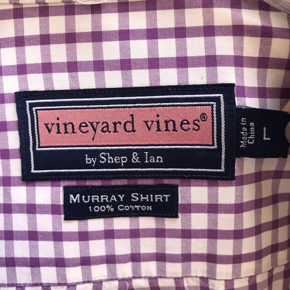 Vineyard Vines Other - Vineyard Vine L Purple Check Shirt Rip Left Arm